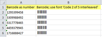 Barcodes are exported to Microsoft Excel