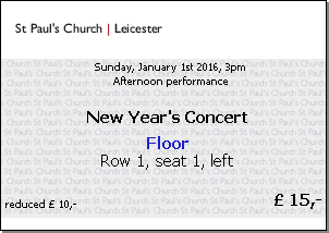 Ticket printed on a customized ticket from a print shop