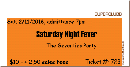 Ticket printed on a customized ticket from a print shop