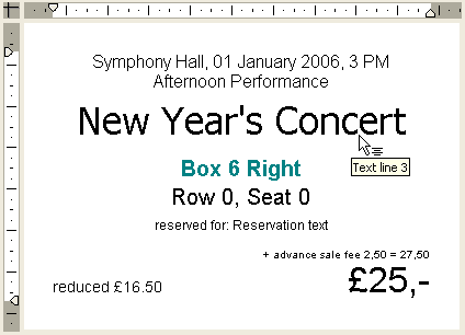TicketCreator offers a wide range of layout features to print attractive tickets