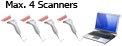 Connect up to 4 scanners to 1 PC